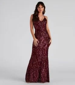Windsor. Amaya Sequin Mesh Formal Dress