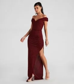 Windsor. Elianna Off-The-Shoulder Glitter Formal Dress -Bridal Dresses popular shop 05002 2527 3