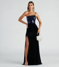 Windsor. Kira Sequin Velvet Mermaid Dress