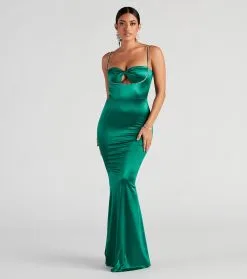 Windsor. Analynn Formal Satin Rhinestone Trim Dress