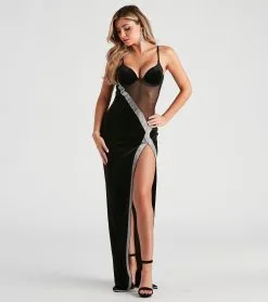 Windsor. Corrie Formal Velvet Mesh Dress