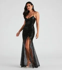 Windsor. Olivia High Slit Sequin Mermaid Dress