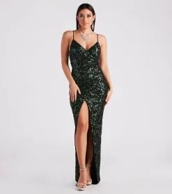 Windsor. Emery Formal Wrap Sequin Dress