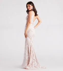 Windsor. PLACEHOLDER - Mariah Formal Sequin Mesh Mermaid Dress