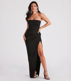 Windsor. Whittney Strapless High Slit Formal Dress