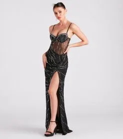 Windsor. Mia Formal Rhinestone Bustier Long Dress