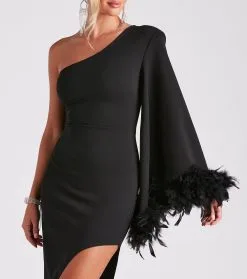 Windsor. Vivian One-Shoulder Feather Trim Formal Dress -Bridal Dresses popular shop 05002 4920 4 ee30b7cc c53e 4ea3 86e3 14c11a82043e