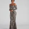 Windsor. Paityn Formal Off-The-Shoulder Sequin Dress