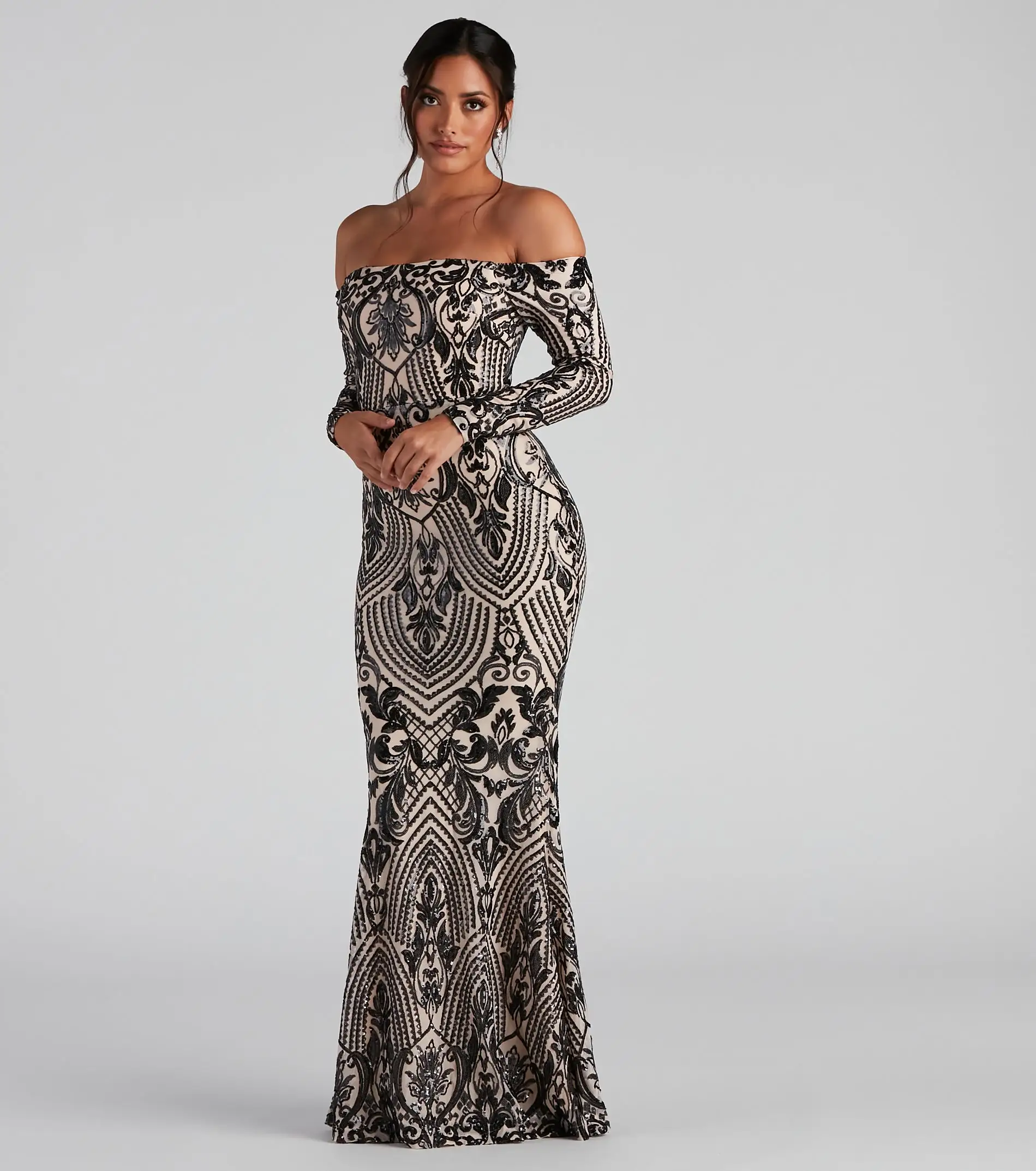 Windsor. Paityn Formal Off-The-Shoulder Sequin Dress 3 Windsor. Paityn Formal Off-The-Shoulder Sequin Dress