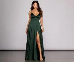 Windsor. Vera Satin Lace Up Formal Dress