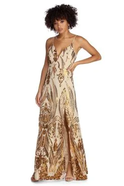 Windsor. Nia Sequin Scroll Dress -Bridal Dresses popular shop 05002 6040 1