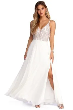 Windsor. Lilah Formal High Slit Chiffon Dress -Bridal Dresses popular shop 05002 6368 2