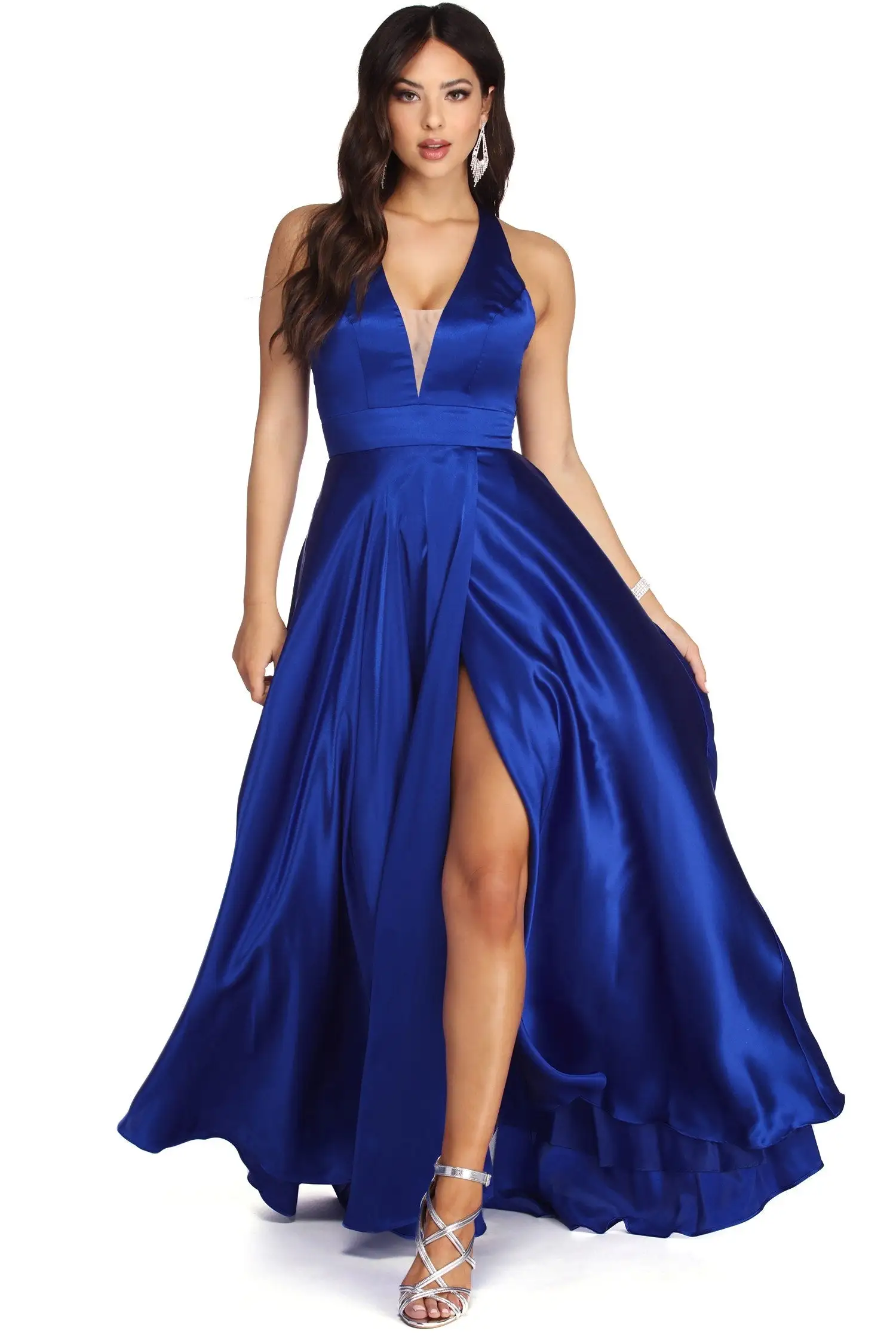Windsor. Lauren Formal Halter Satin Dress 3 Windsor. Lauren Formal Halter Satin Dress