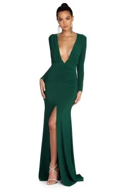 Windsor. Denise Formal Plunging Ruched Dress -Bridal Dresses popular shop 05002 6722 1