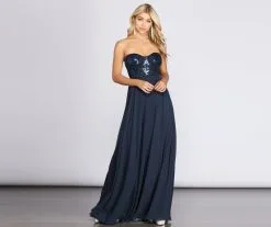 Windsor. Anita Beaded Tulle A-Line Dress