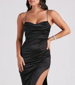 Windsor. Bailey Rhinestone Chain Strap Satin Formal Dress -Bridal Dresses popular shop 05002 6847 4