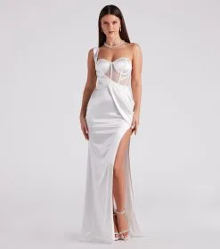 Windsor. PLACEHOLDER - Lo Formal One-Shoulder Satin Corset Dress