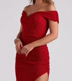 Windsor. Elianna Off-The-Shoulder Glitter Formal Dress -Bridal Dresses popular shop 05002 6997 4