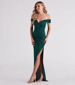 Windsor. Elianna Off-The-Shoulder Glitter Formal Dress -Bridal Dresses popular shop 05002 6998 3