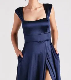 Windsor. Lisa Satin High Slit A-Line Formal Dress -Bridal Dresses popular shop 05002 7060 4