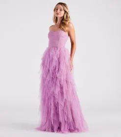 Windsor. Ariana Strapless Ruffled Mesh Formal Dress -Bridal Dresses popular shop 05002 7080 3