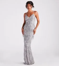 Windsor. Rebekah Formal Sequin Fringe Mermaid Dress -Bridal Dresses popular shop 05002 7081 1