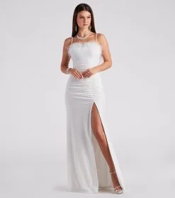 Windsor. Jaime Feather Trim Velvet Mermaid Dress -Bridal Dresses popular shop 05002 7110 1