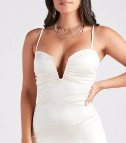 Windsor. Amalia Formal Satin A-Line Slit Long Dress 9 Windsor. Amalia Formal Satin A-Line Slit Long Dress -Bridal Dresses popular shop 05002 7160 4