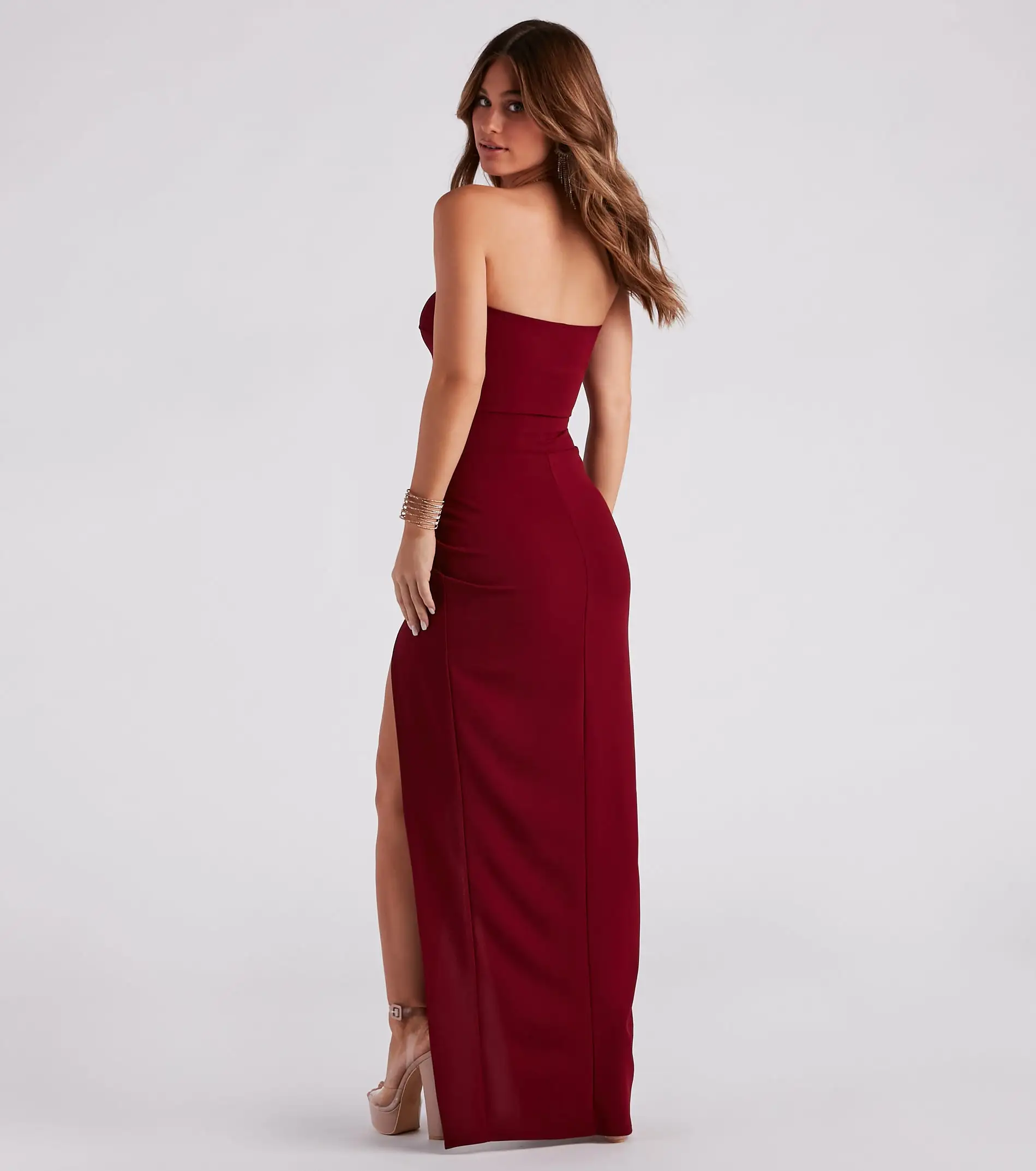 Windsor. Whittney Strapless High Slit Formal Dress 8 Windsor. Whittney Strapless High Slit Formal Dress - Image 6
