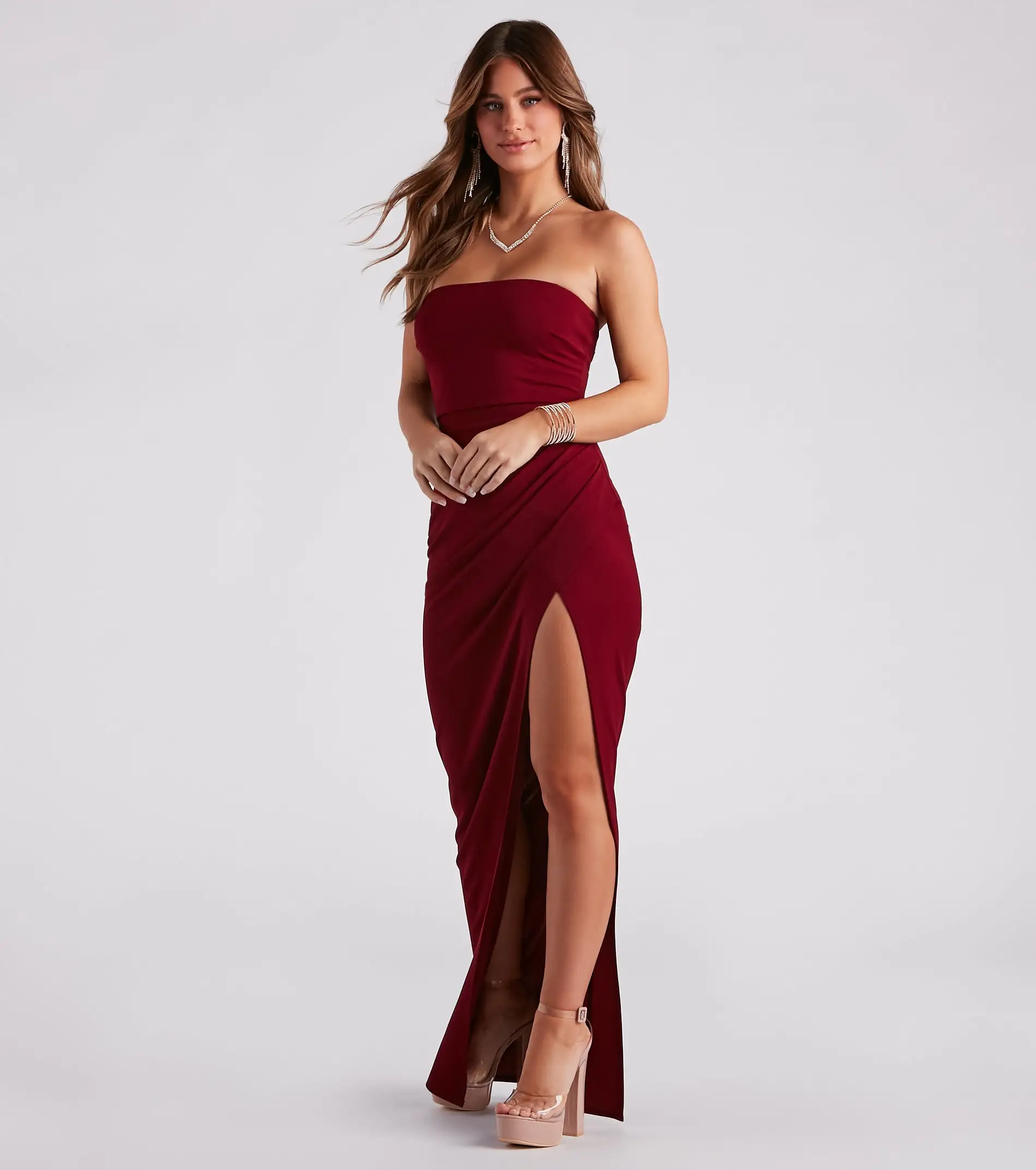 Windsor. Whittney Strapless High Slit Formal Dress 9 Windsor. Whittney Strapless High Slit Formal Dress - Image 7