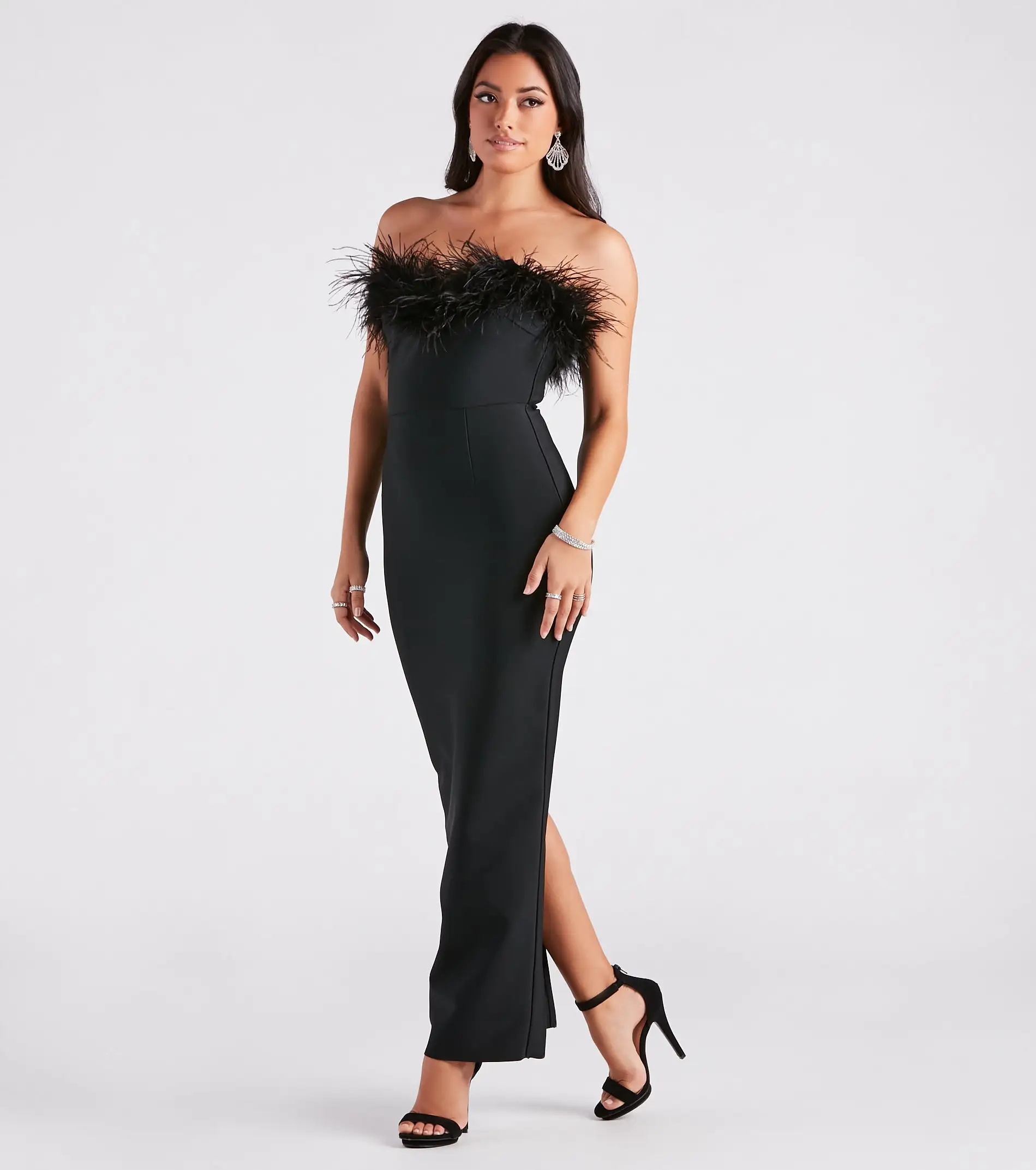 Windsor. Olivia Formal Marabou Feather Bandage Dress 5 Windsor. Olivia Formal Marabou Feather Bandage Dress - Image 3
