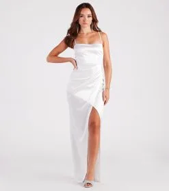 Windsor. PLACEHOLDER - Mayra Formal Satin Slit Long Dress