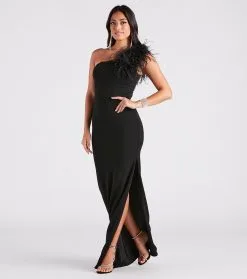 Windsor. Patricia Formal Crepe Marabou Long Dress -Bridal Dresses popular shop 05002 7421 3