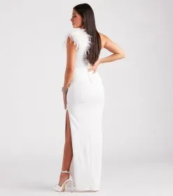 Windsor. Patricia Formal Crepe Marabou Long Dress -Bridal Dresses popular shop 05002 7423 2 5951ecf1 592b 4b7c 9f59 150cbb091d3b