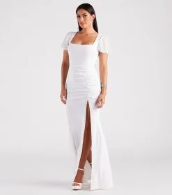 Windsor. Zoie Formal Crepe Puff Sleeve Mermaid Dress -Bridal Dresses popular shop 05002 7471 3