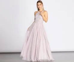 Windsor. Briella Lace High Neck Tulle Ball Gown
