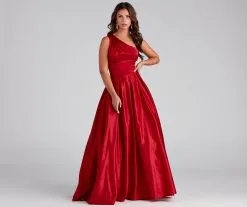 Windsor. Naomi One-Shoulder Satin Ball Gown
