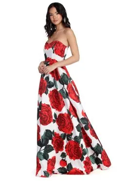 Windsor. Alayah Floral Satin Ball Gown
