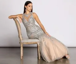 Windsor. Sahar Open Back Beaded Mermaid Dress