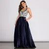 Windsor. Zarina Floral Embroidery Halter Ball Gown
