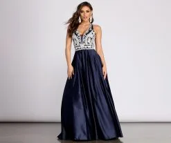 Windsor. Zarina Floral Embroidery Halter Ball Gown -Bridal Dresses popular shop 05005 0018 4