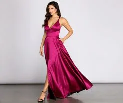 Windsor. Lyric Cross & Lace Up Back Satin Dress -Bridal Dresses popular shop 05005 0035 4