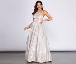 Windsor. Milana Glitter Shine High Neck Ball Gown