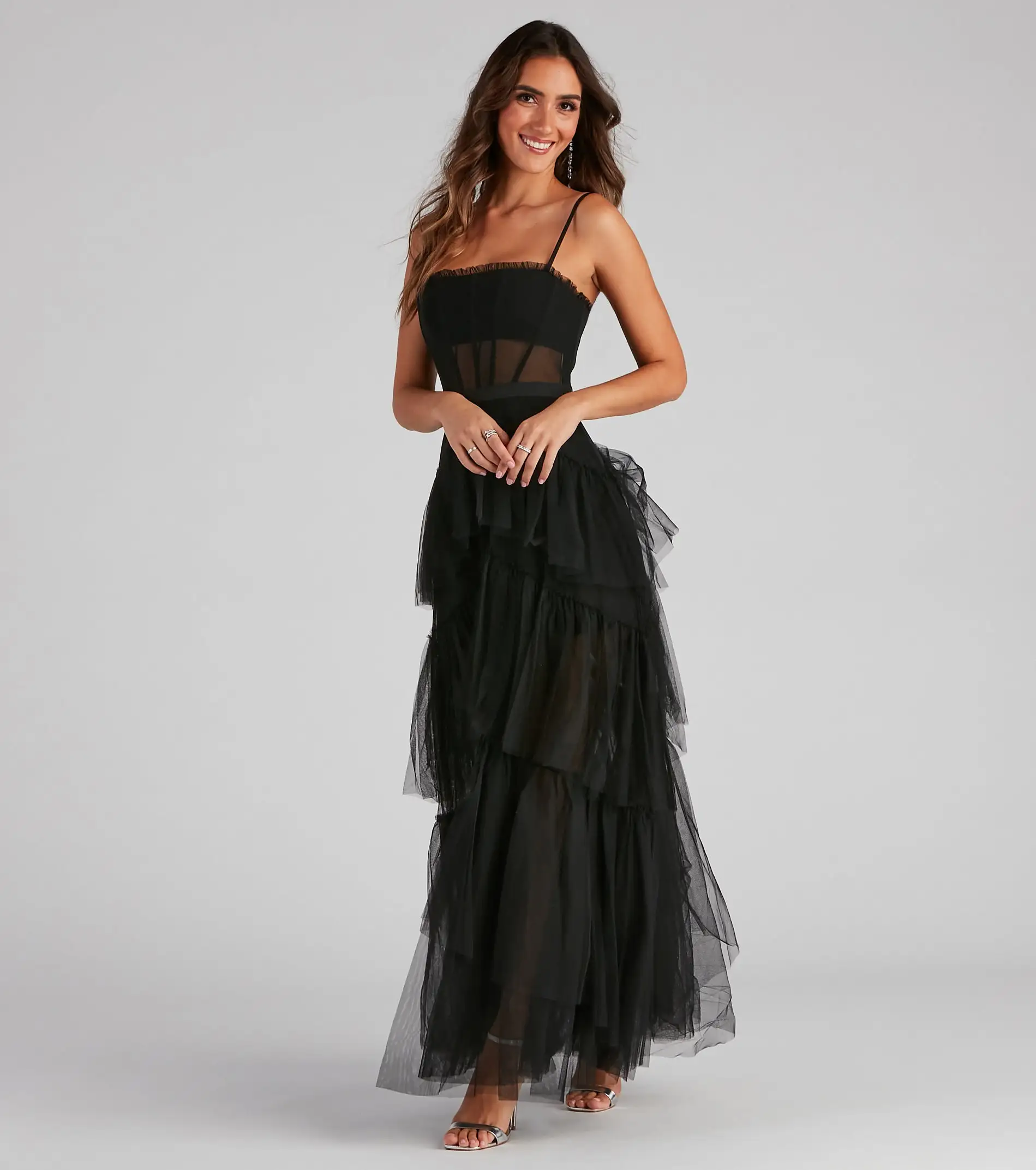 Windsor. Laura Formal Tiered Tulle Dress 5 Windsor. Laura Formal Tiered Tulle Dress - Image 3