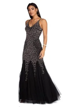Windsor. Colette Formal Beaded Sleeveless Dress