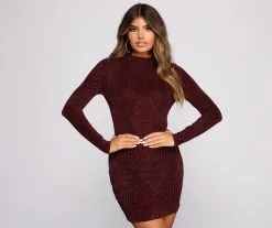 Windsor. Diamond Lady Mock Neck Mini Dress