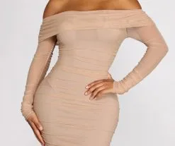 Windsor. Hourglass Off Shoulder Ruched Midi Dress -Bridal Dresses popular shop 05101 0521 4