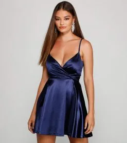 Windsor. Stunning Style Satin Skater Dress