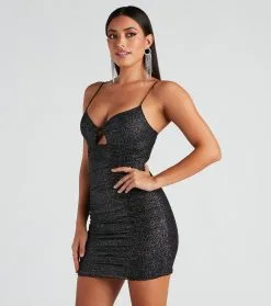 Windsor. Glitzy Girl Glitter Mesh Mini Dress