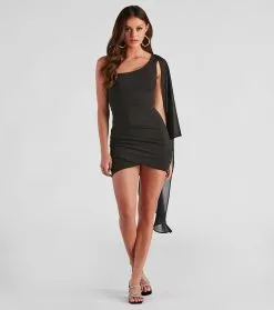 Windsor. Dramatic Flair One Shoulder Dress